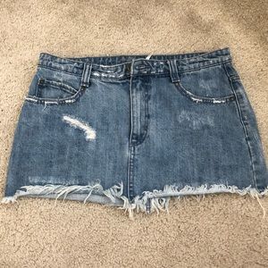 Free People Distressed denim skirt